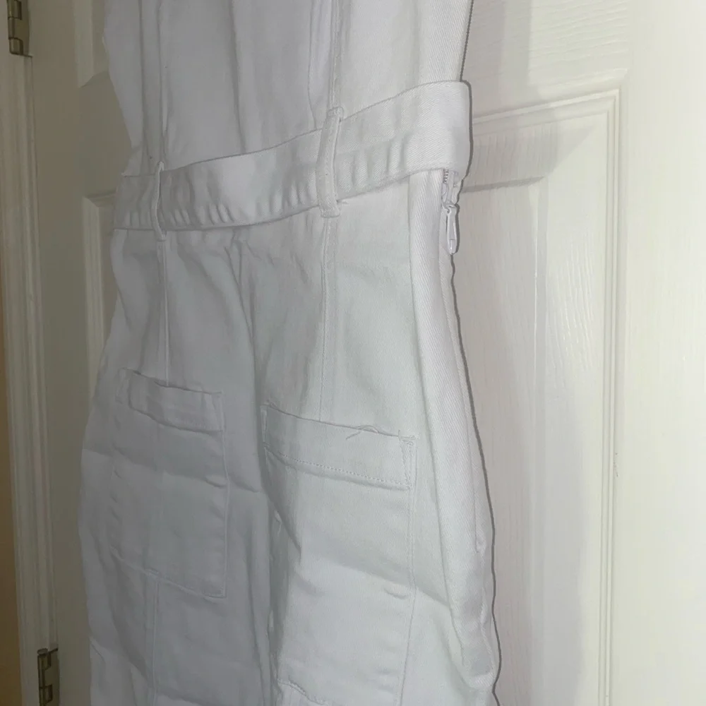 White Midi Denim Dress with Tortoise Accent by Shoe Dazzle EUC - Picture 8 of 12